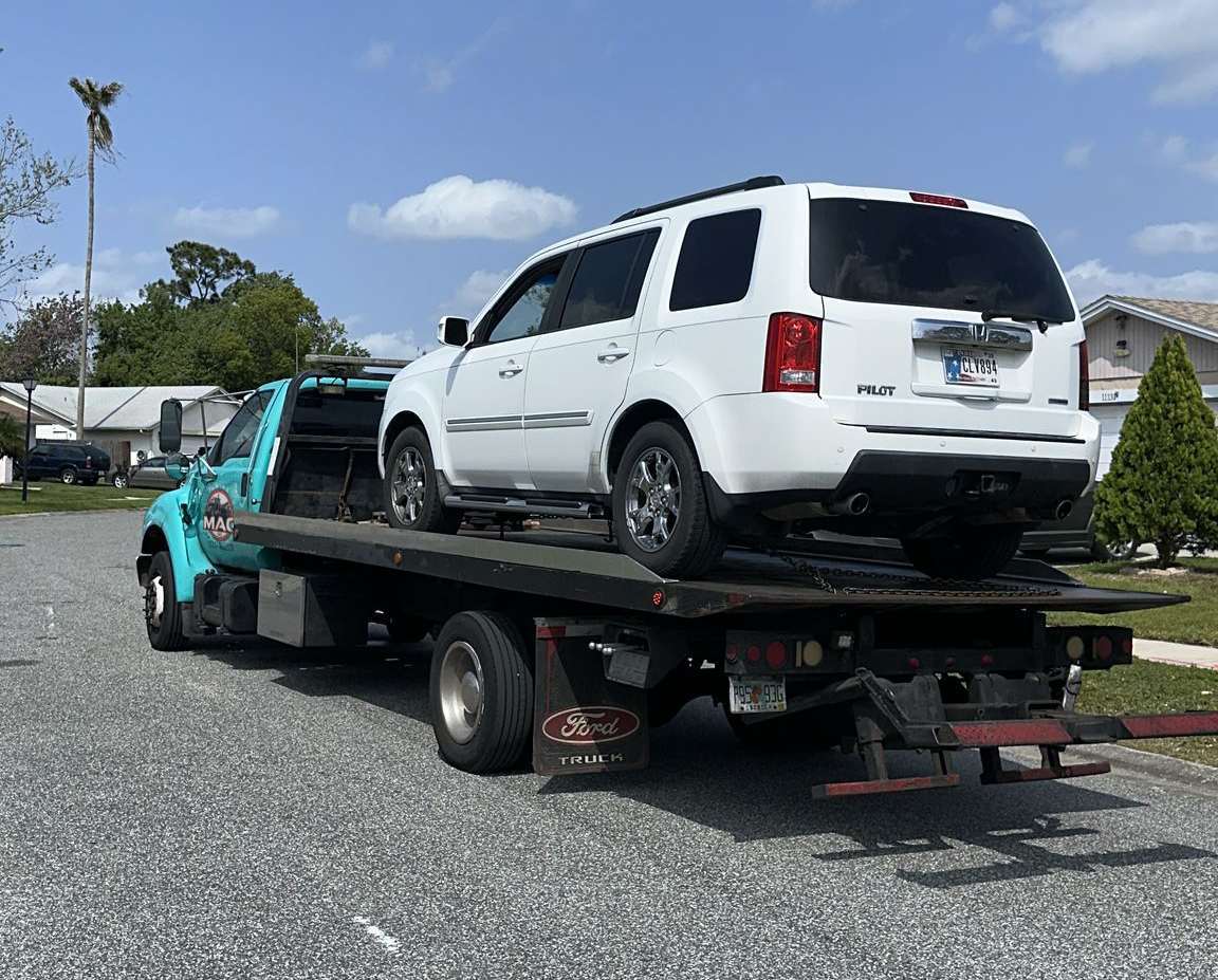 Close-up of tow truck equipment